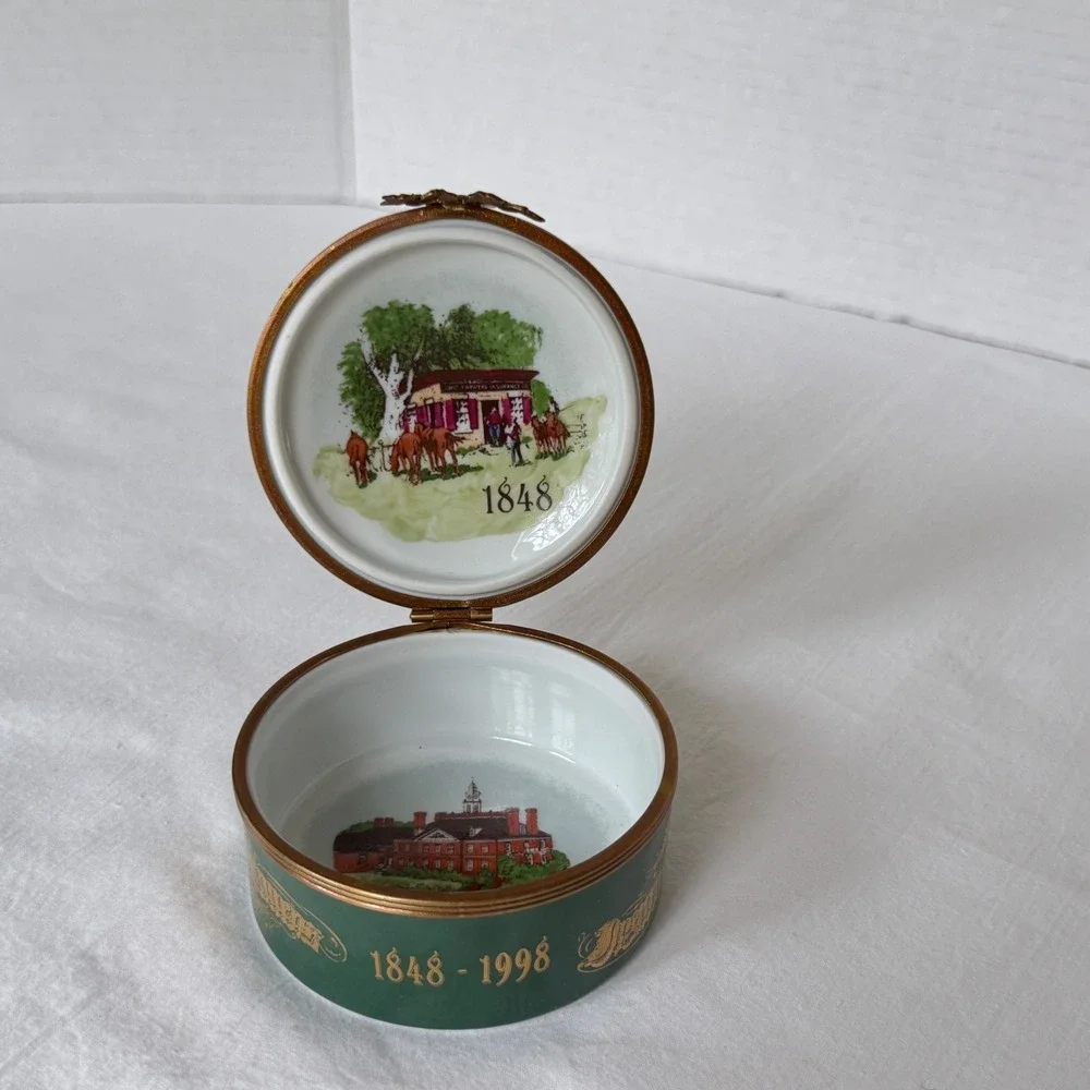 Limoges Trinket Box Unisex OS Green Excellent 150th Anniversary Westfield Ohio